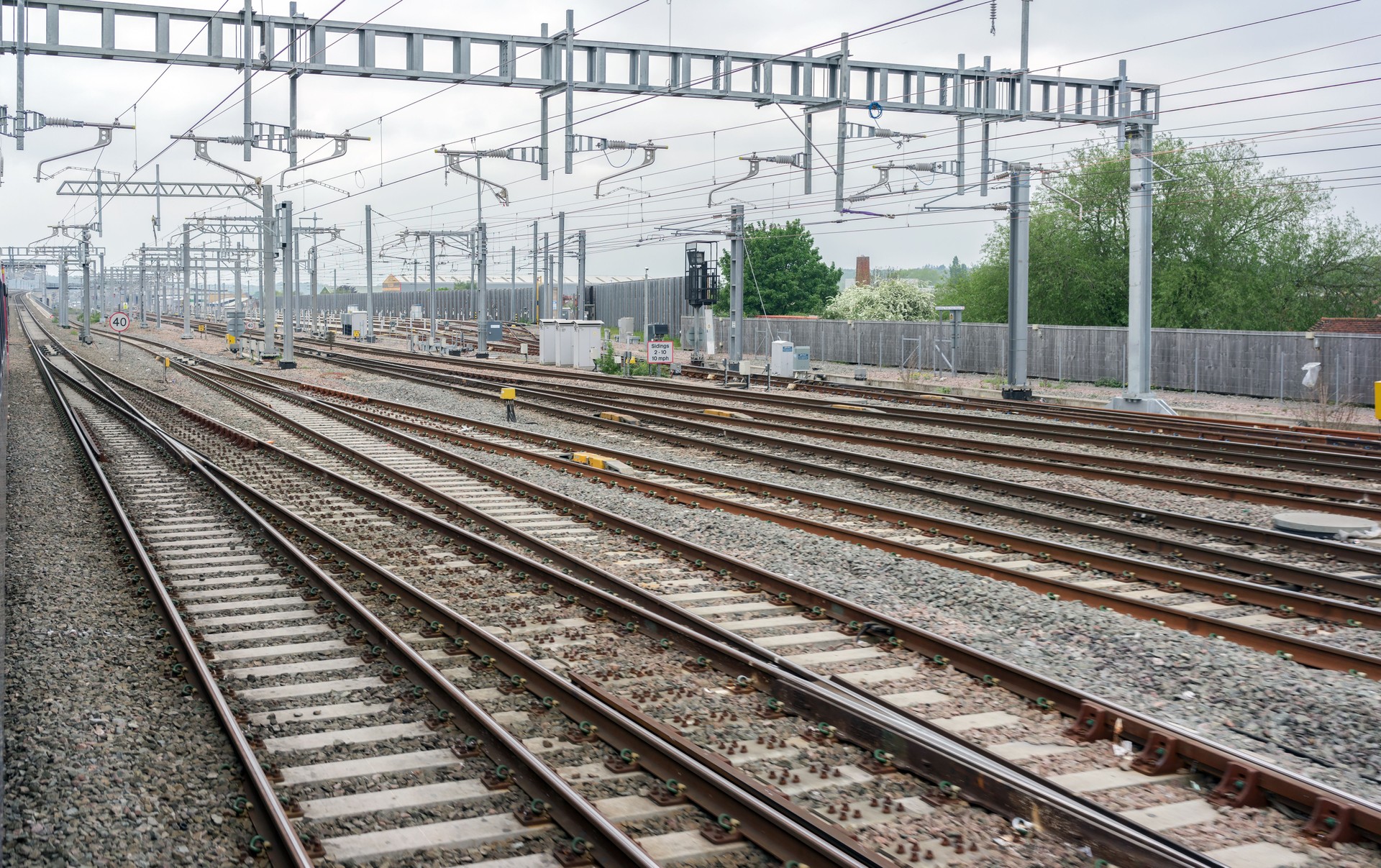 The great western mainline at Reading in Berkshire